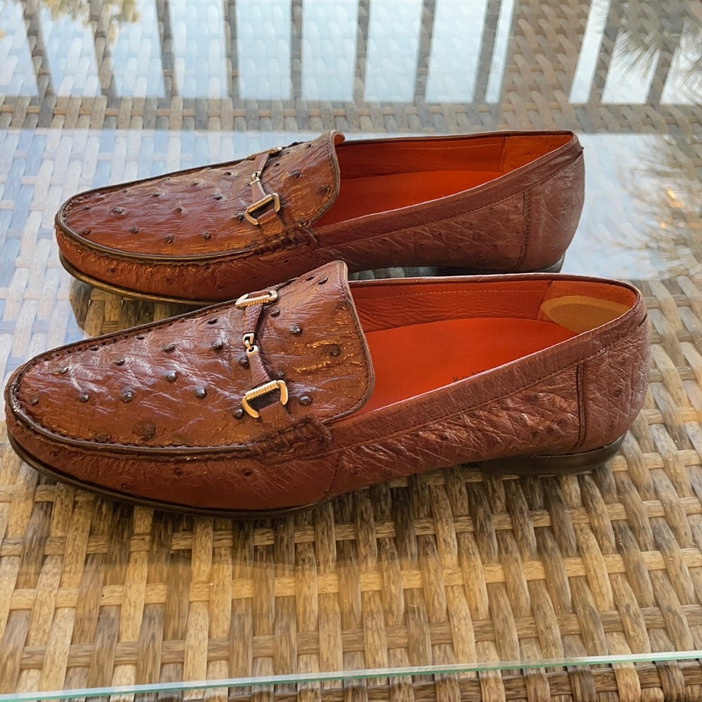 Mezlan Brown Men's Ostrich Leather Loafers